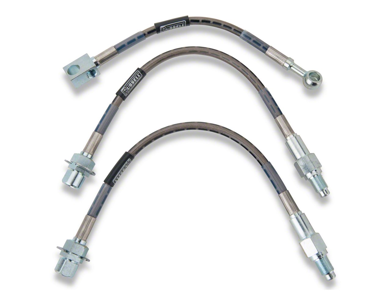 Russell Mustang Stainless Steel Braided Brake Line Kit; Front and