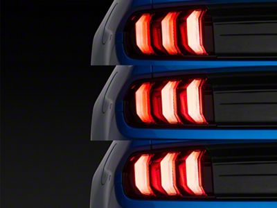 S550 Euros 2018 Style Tail Lights with Red Sequence; Black Housing; Clear Lens (15-23 Mustang)