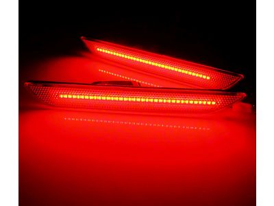 S550 Euros Rear Side Marker Lights; White LED; Red Lens (15-23 Mustang)