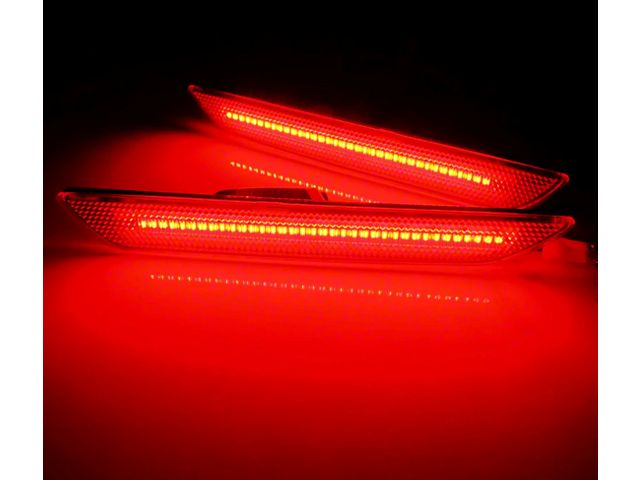 S550 Euros Rear Side Marker Lights; White LED; Red Lens (15-23 Mustang)