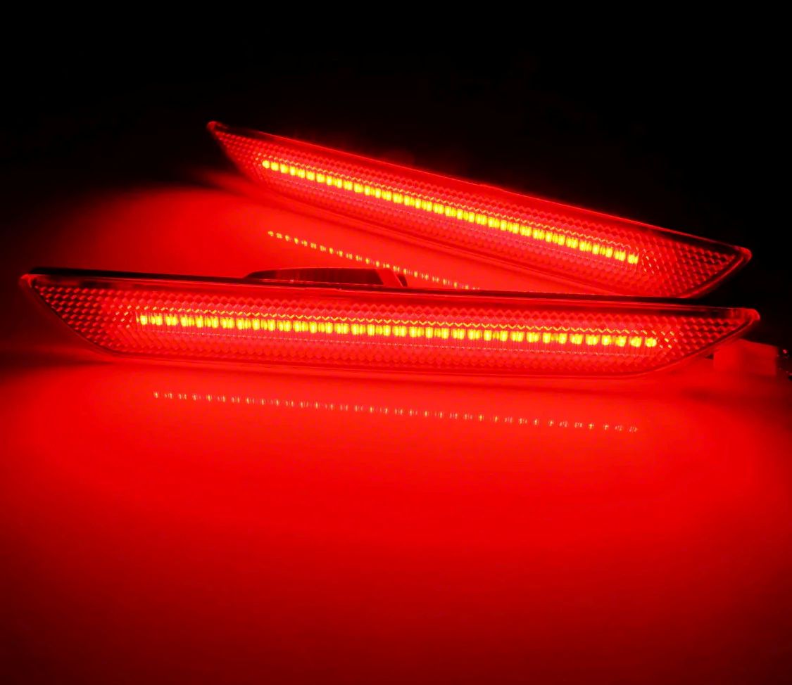 S550 Euros Mustang V2 Rear Side Marker Lights; White LED; Clear Lens