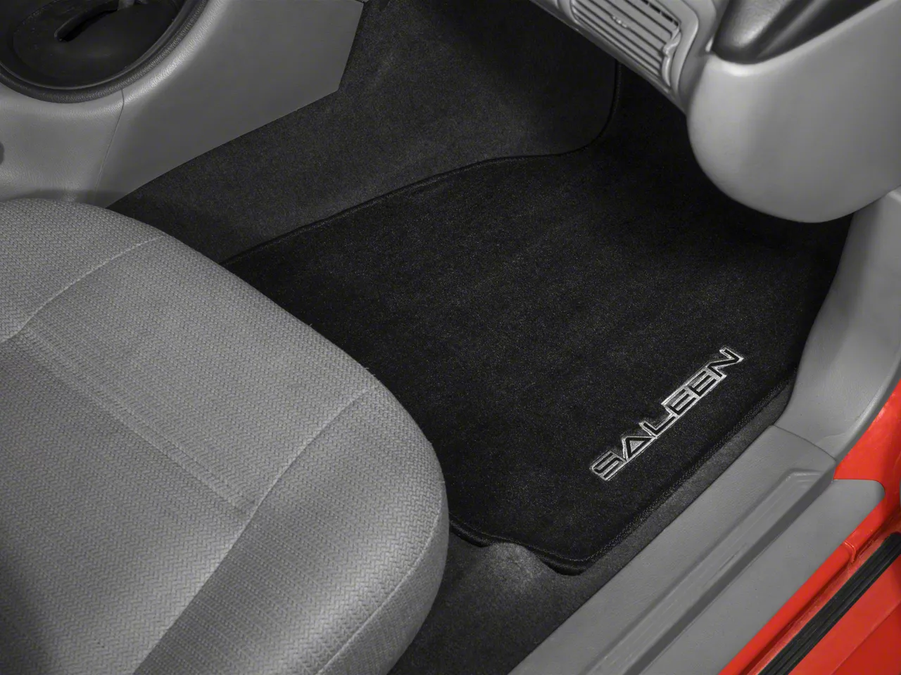 Saleen Mustang Front and Rear Floor Mats with Saleen Logo; Black 043