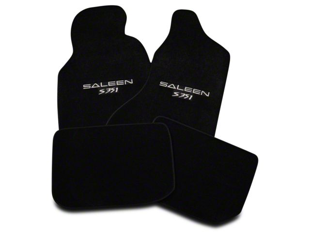 Saleen Front and Rear Floor Mats with Saleen S351 Logo; Black (94-98 Mustang)