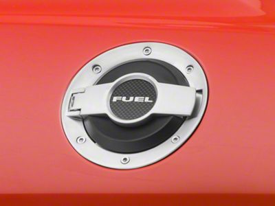 Drake Muscle Cars Billet Aluminum Fuel Door; Black and Satin (08-23 Challenger)