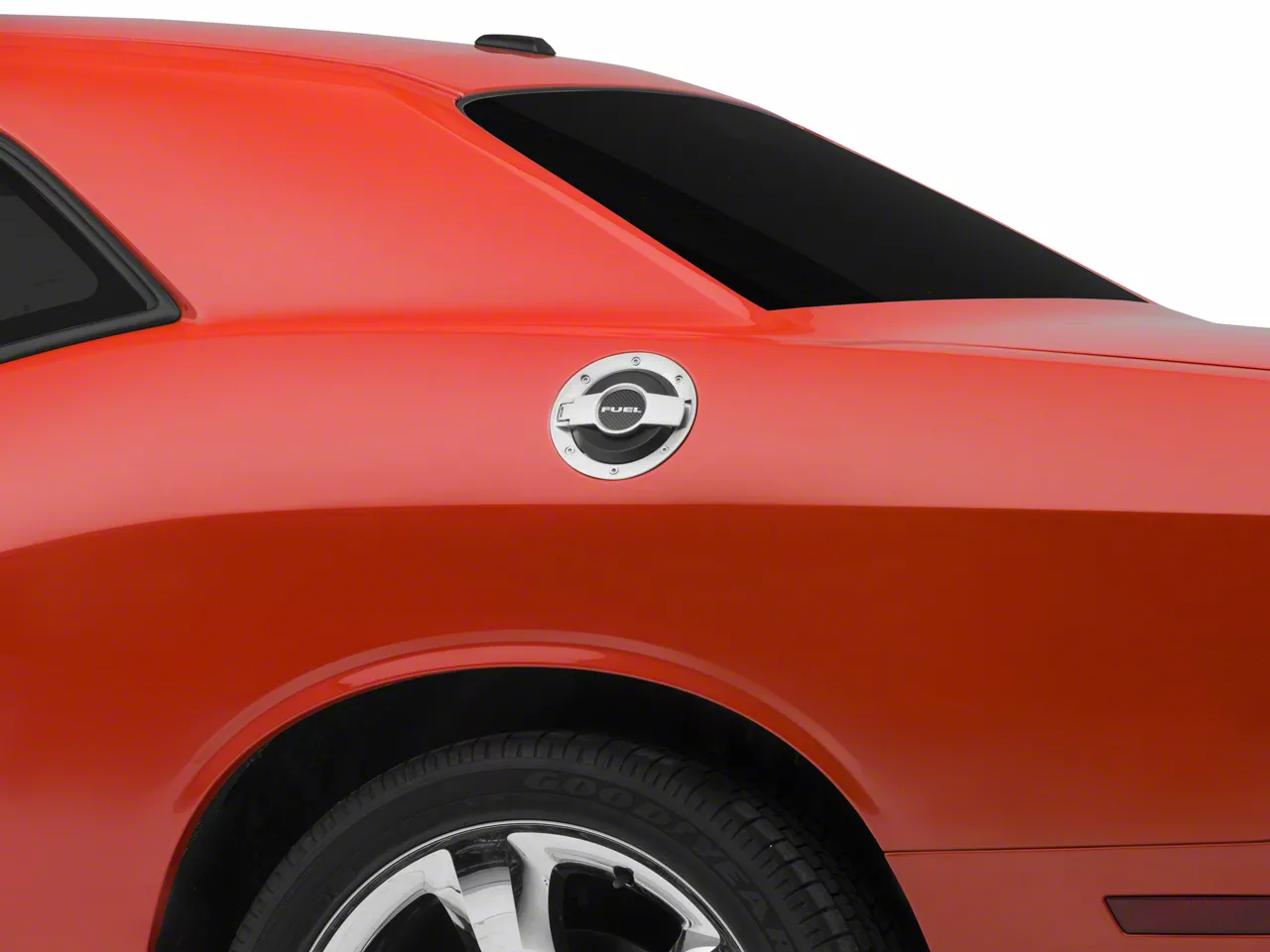 Challenger Billet Aluminum Fuel Door; Black and Satin (08-23