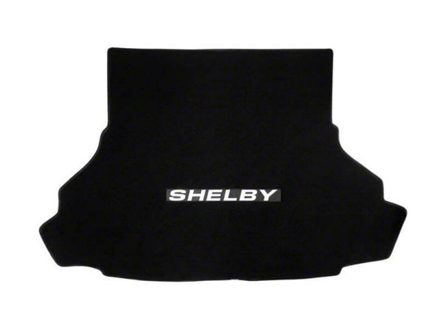 Drake Muscle Cars Trunk Mat with Shelby Logo; Black with Black Stitching (15-23 Mustang w/o Shaker Subwoofer)