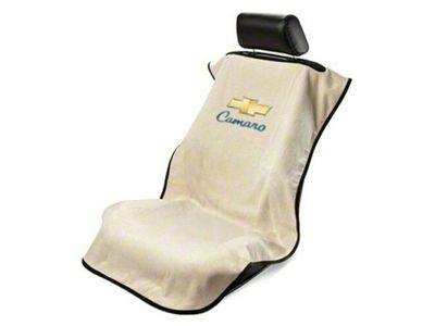Seat Towel with Old Style Camaro Logo; Tan (Universal; Some Adaptation May Be Required)