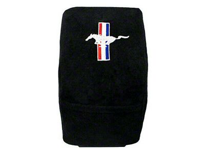 Center Console Cover with Tri-Bar Running Pony Logo; Black (10-14 Mustang)