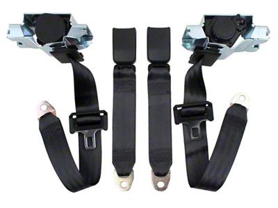 3-Point Single Retractor Front Seat Belts; Black (93-02 Camaro)
