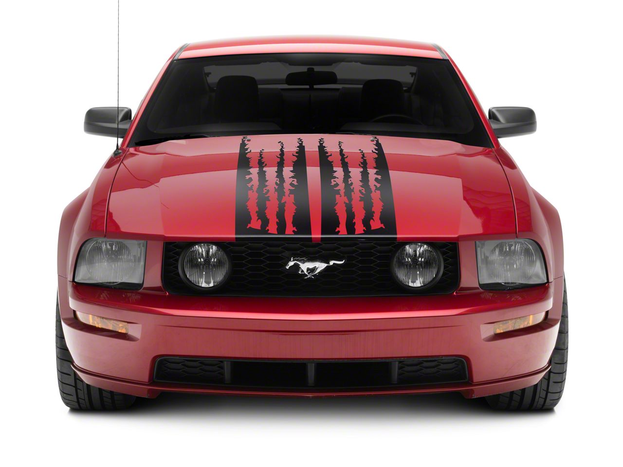 SEC10 Mustang Shredded Full Length Stripes; Gloss Black
