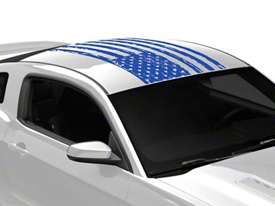 SEC10 Distressed Flag Roof Panel Decal; Blue (10-14 Mustang Coupe)