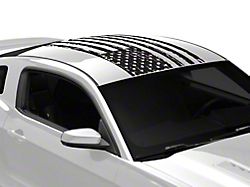 SEC10 Distressed Flag Roof Panel Decal; Gloss Black (10-14 Mustang Coupe)