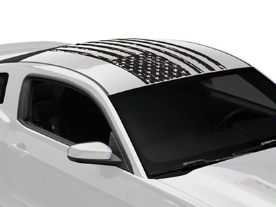 SEC10 Distressed Flag Roof Panel Decal; Matte Black (10-14 Mustang Coupe)