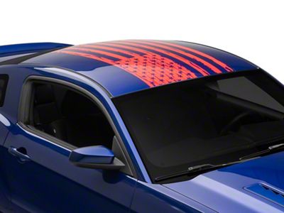 SEC10 Distressed Flag Roof Panel Decal; Red (10-14 Mustang Coupe)