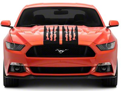 SEC10 Shredded Full Length Stripes; Matte Black (15-23 Mustang)