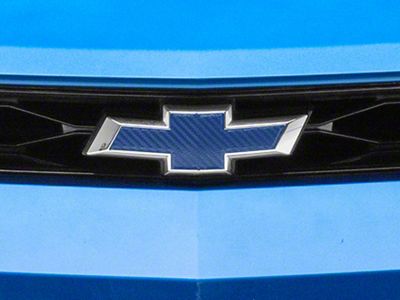 SEC10 Bowtie Emblem Cover Decal; Carbon Blue (Universal; Some Adaptation May Be Required)