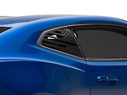 SEC10 Distressed Flag Quarter Window Decals; Gloss Black (16-24 Camaro Coupe)