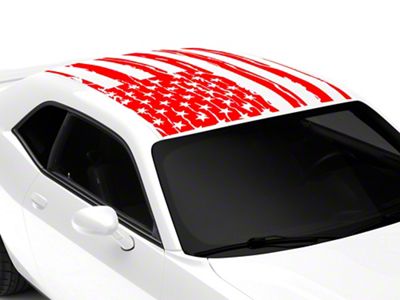 SEC10 Distressed Flag Roof Decal; Red (08-23 Challenger)