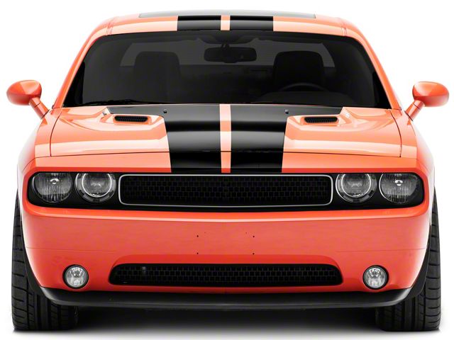 SEC10 Stripes with Hood Decal; Gloss Black (08-14 Challenger)