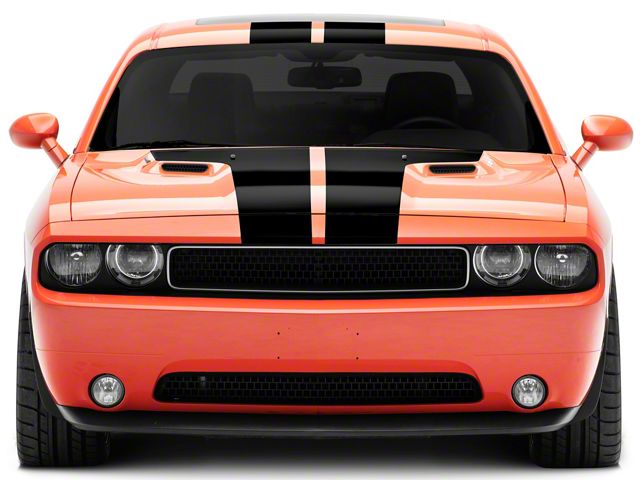 SEC10 Stripes with Hood Decal; Matte Black (08-14 Challenger)