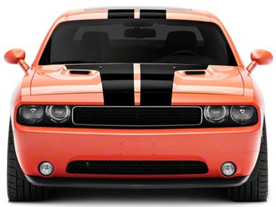 SEC10 Stripes with Hood Decal; Matte Black (08-14 Challenger)