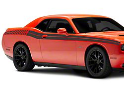 SEC10 Upperbelt Line Stripes with Dashed; Matte Black (08-23 Challenger)