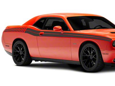 SEC10 Upperbelt Line Stripes with Dashed; Matte Black (08-23 Challenger)