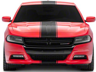 SEC10 Pin Striped Full Length Stripes; Gloss Black (06-23 Charger)