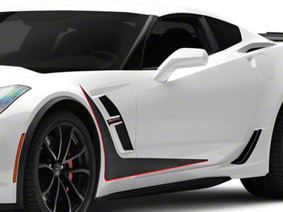 SEC10 Side Accent Decals; Red Black Carbon (14-19 Corvette C7)
