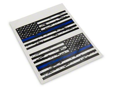 SEC10 Small Distressed Flag Decals; Blue Line (Universal; Some Adaptation May Be Required)