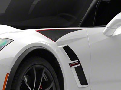 SEC10 Upper Fender Accent Decals; Red Black Carbon (14-19 Corvette C7)