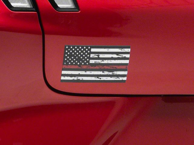 SEC10 Small Distressed Flag Decals; Red Line (Universal; Some Adaptation May Be Required)