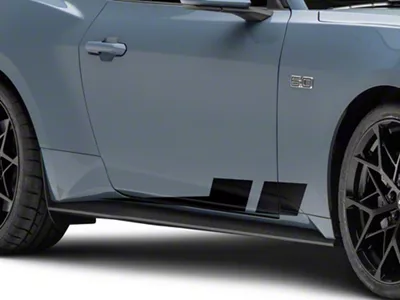 SEC10 Angled Hash Mark Rocker Stripes; Gloss Black (79-25 Mustang)