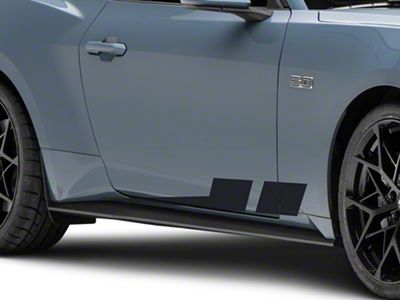 SEC10 Angled Hash Mark Rocker Stripes; Matte Black (79-25 Mustang)