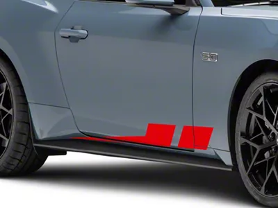 SEC10 Angled Hash Mark Rocker Stripes; Red (79-25 Mustang)