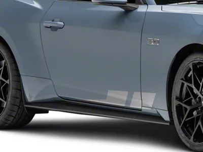 SEC10 Angled Hash Mark Rocker Stripes; Silver (79-25 Mustang)