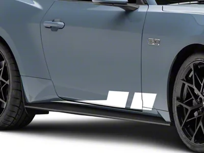 SEC10 Angled Hash Mark Rocker Stripes; White (79-25 Mustang)