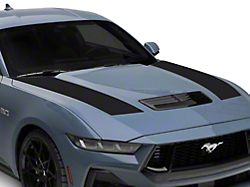 SEC10 Dark Horse Style Hood Accent Stripes; Matte Black (24-26 Mustang)