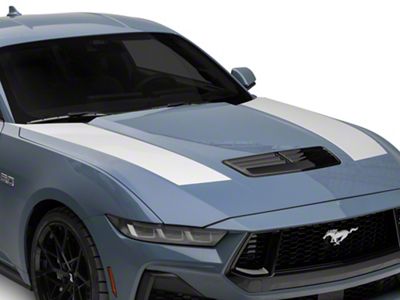 SEC10 Dark Horse Style Hood Accent Stripes; Silver (24-25 Mustang)