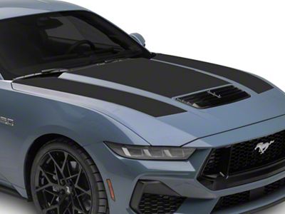 SEC10 Dark Horse Style Hood Decals; Gloss Black (24-25 Mustang)