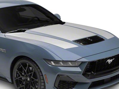 SEC10 Dark Horse Style Hood Decals; Silver (24-25 Mustang)