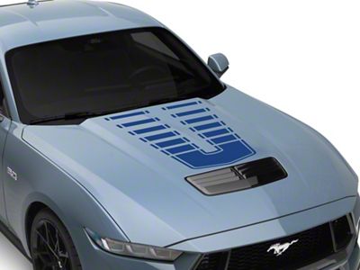 SEC10 Dashed Hood Decal; Blue (24-25 Mustang)