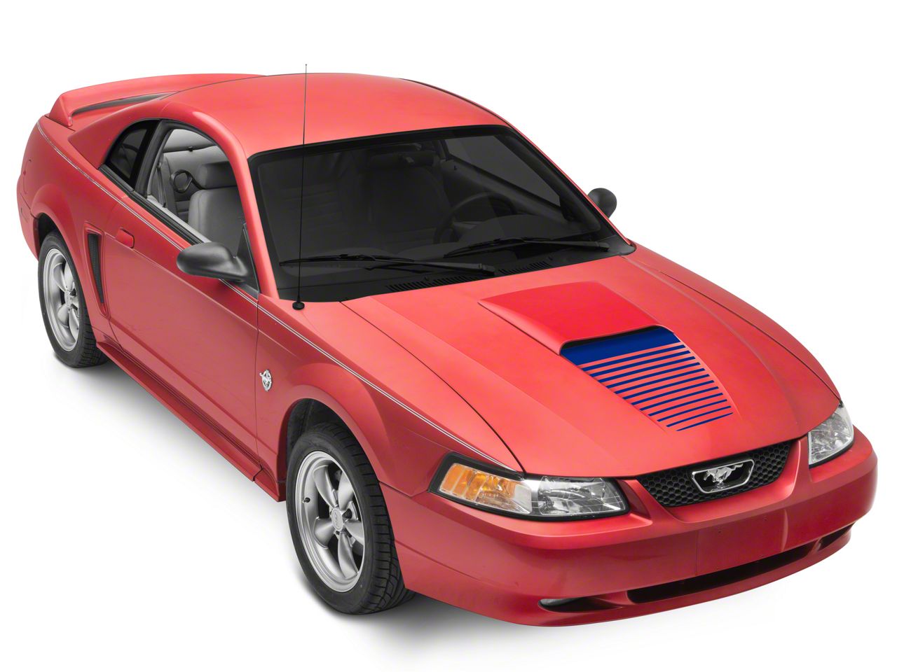 SEC10 Dashed Hood Decal; Blue (99-04 Mustang), image size:1280x960
