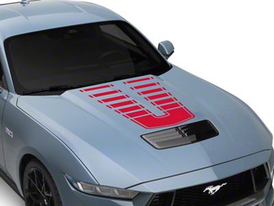 SEC10 Dashed Hood Decal; Red (24-25 Mustang)