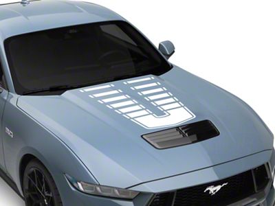 SEC10 Dashed Hood Decal; White (24-25 Mustang)