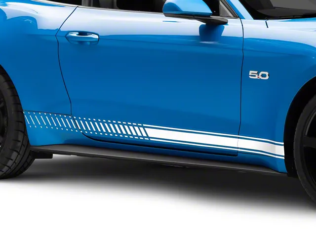 Universal Rocker Stripes SEC10 Mustang Dashed Rocker Stripes; White 431183 (Universal; Some ...
