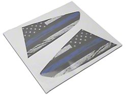 SEC10 Distressed Flag Quarter Window Decals; Blue Line (2024 Mustang Fastback)