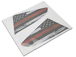SEC10 Distressed Flag Quarter Window Decals; Red Line (24-26 Mustang Fastback)