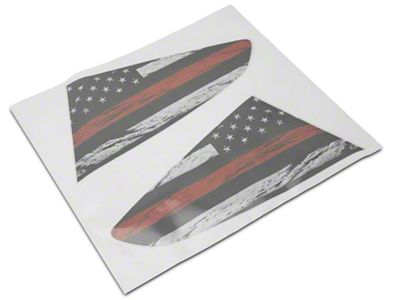 SEC10 Distressed Flag Quarter Window Decals; Red Line (24-25 Mustang Fastback)