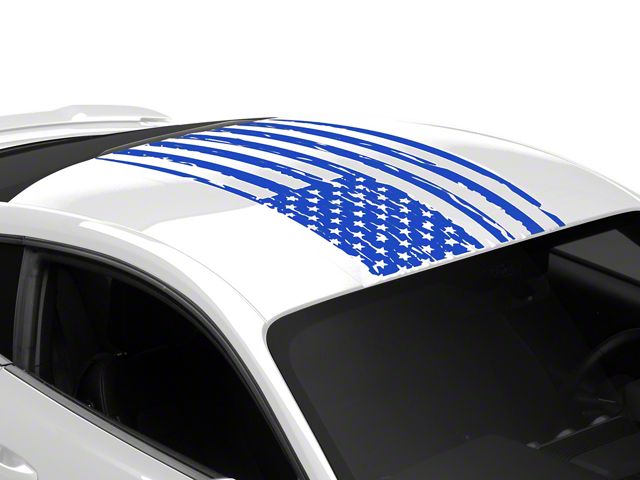 Distressed Flag Roof Panel Decal; Blue (15-23 Mustang Fastback)
